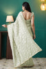 Pista Green Organza Saree with Gold Leaf Print and Sequin Lace Border - Mangaldeep NX