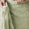 Pista Green Organza Saree with Gold Leaf Print and Sequin Lace Border - Mangaldeep NX