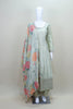 Pistachio Green Chikankari Anarkali Suit with Floral Printed Dupatta - Mangaldeep NX