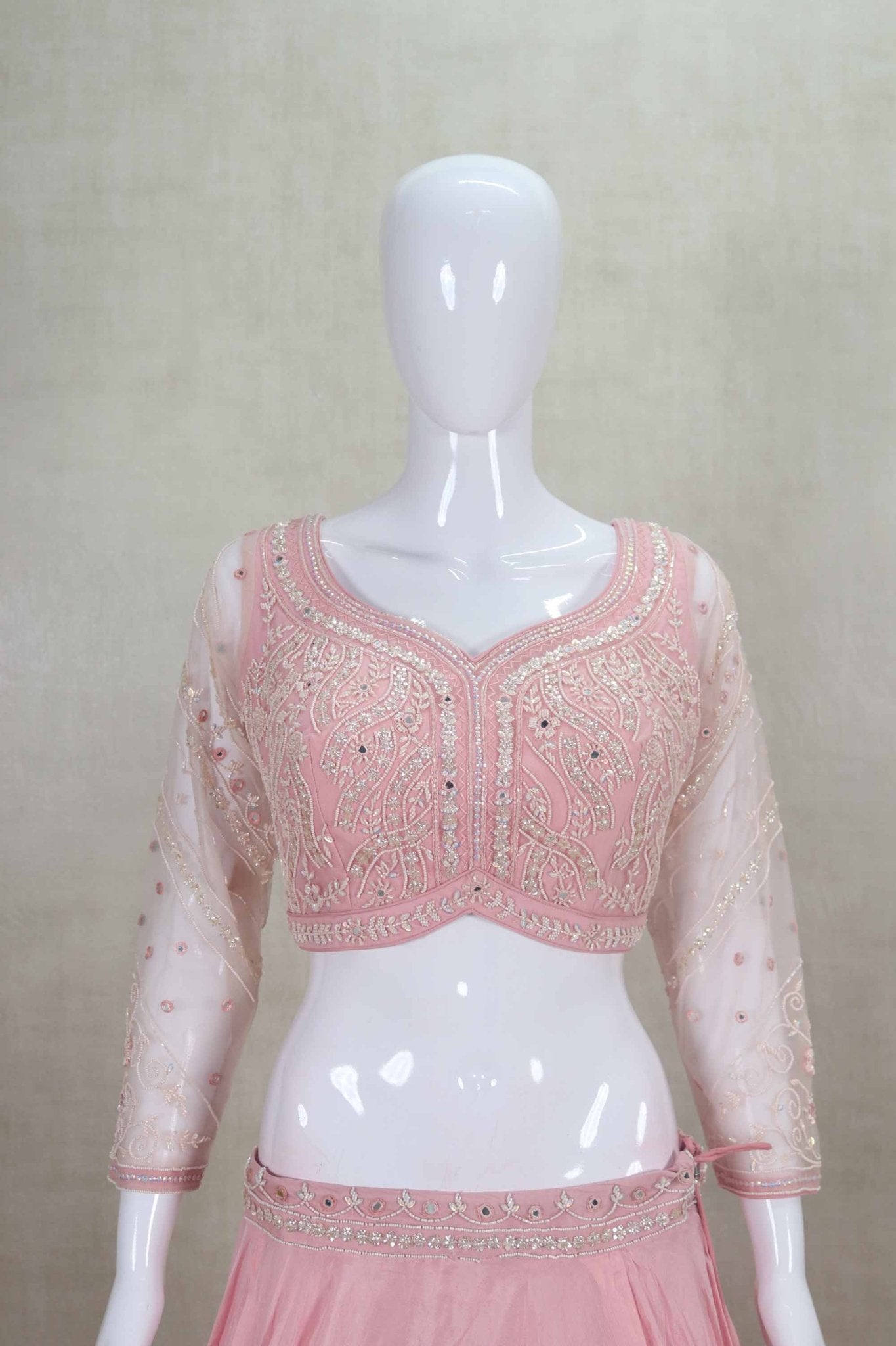 Pleasant Light Pink Georgette Lehenga Choli with Sequin Embroidery - Mangaldeep NX