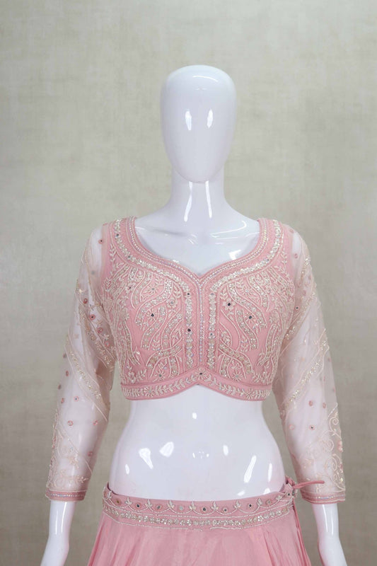 Pleasant Light Pink Georgette Lehenga Choli with Sequin Embroidery - Mangaldeep NX