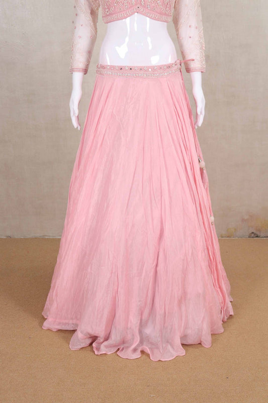 Pleasant Light Pink Georgette Lehenga Choli with Sequin Embroidery - Mangaldeep NX