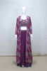 Plum Floral Embroidered Crop Top and Palazzo Set with Printed Long Cape - Mangaldeep NX