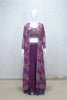 Plum Floral Embroidered Crop Top and Palazzo Set with Printed Long Cape - Mangaldeep NX