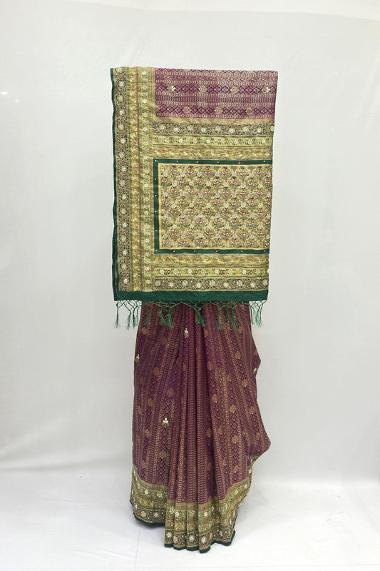 Plum Purple Patola Silk Saree - Mangaldeep NX