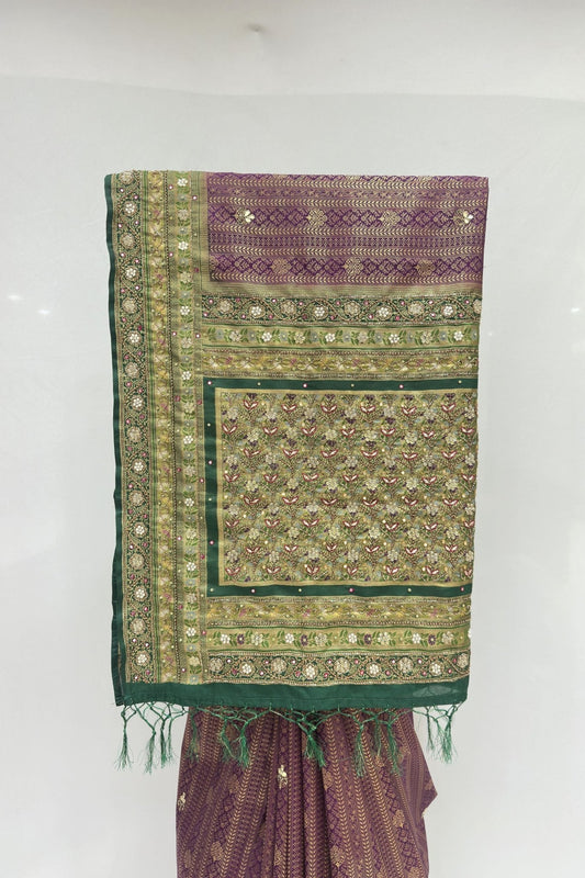 Plum Purple Patola Silk Saree - Mangaldeep NX