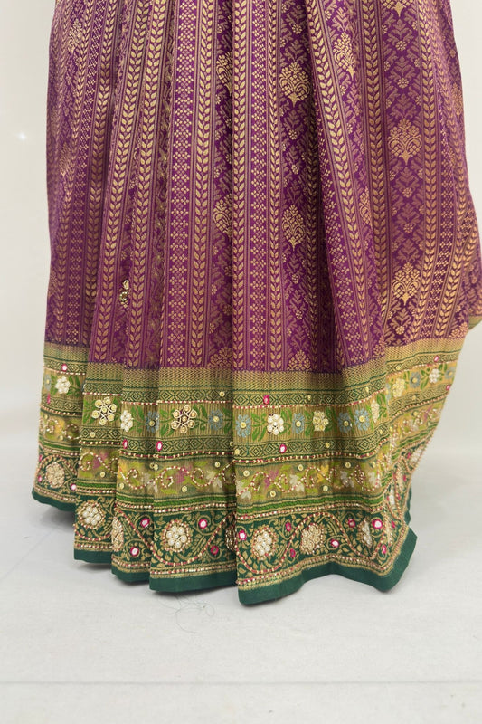 Plum Purple Patola Silk Saree - Mangaldeep NX