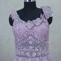Pretty Lavender Net Party Gown with 3D Floral Embroidery and Beaded Details - Mangaldeep NX