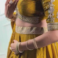 Stylish Rama Green Rangoli Crush Embroidered Designer Lehenga Choli Set with Dupatta