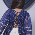 Cute Navy Blue Cotton Bandhani Print Indo Western Lehenga Choli for Girls with Dupatta