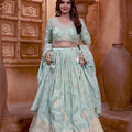 Mint Green Embroidered Silk Lehenga Choli with Dupatta