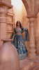 Banarasi Tissue Pleated Teal Blue Lehenga with Floral Woven Motifs