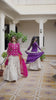Outstanding Cream and Royal Purple Tissue Silk Embroidered Indo-Western Lehenga Choli with Dupatta