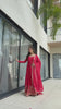 Graceful Red Coral Anarkali Dress with Golden Detailing