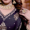 Black Embroidered Silk Lehenga Choli Set with Zari and Mirror Work