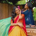 Elegant Mint Green and Royal Blue Kanchipuram Silk Designer Lehenga Choli with Gold Zari Weaving Work
