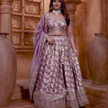 Lavender Silk Bridal Lehenga Choli with Zari and Sequin Embroidery