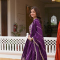 Stylish Purple Vichitra Silk Embroidered Designer Lehenga Choli Set with Dupatta for Wedding