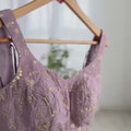 Mauve Organza Silk Saree with Golden Embroidered Border
