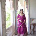 Stunning Magenta Chinon Silk Embroidered Designer Lehenga Choli with Dupatta for Women