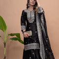 Elegant Black Embroidered Sharara Suit for Women