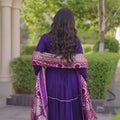 Elegant Royal Blue Rayon Gota Patti Work Designer Gown with Dupatta for Women