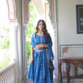 Perfect Teal Blue Chinon Silk Embroidered Designer Lehenga Choli with Dupatta for Women
