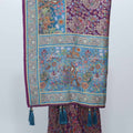 Purple and Teal Digital Printed Pashmina Silk Saree with Traditional Motifs and Tassel Accents - Mangaldeep NX