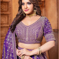 Purple Banarasi Silk Lehenga Choli with Dupatta For Wedding - Mangaldeep NX