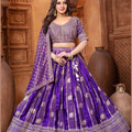 Purple Banarasi Silk Lehenga Choli with Dupatta For Wedding - Mangaldeep NX