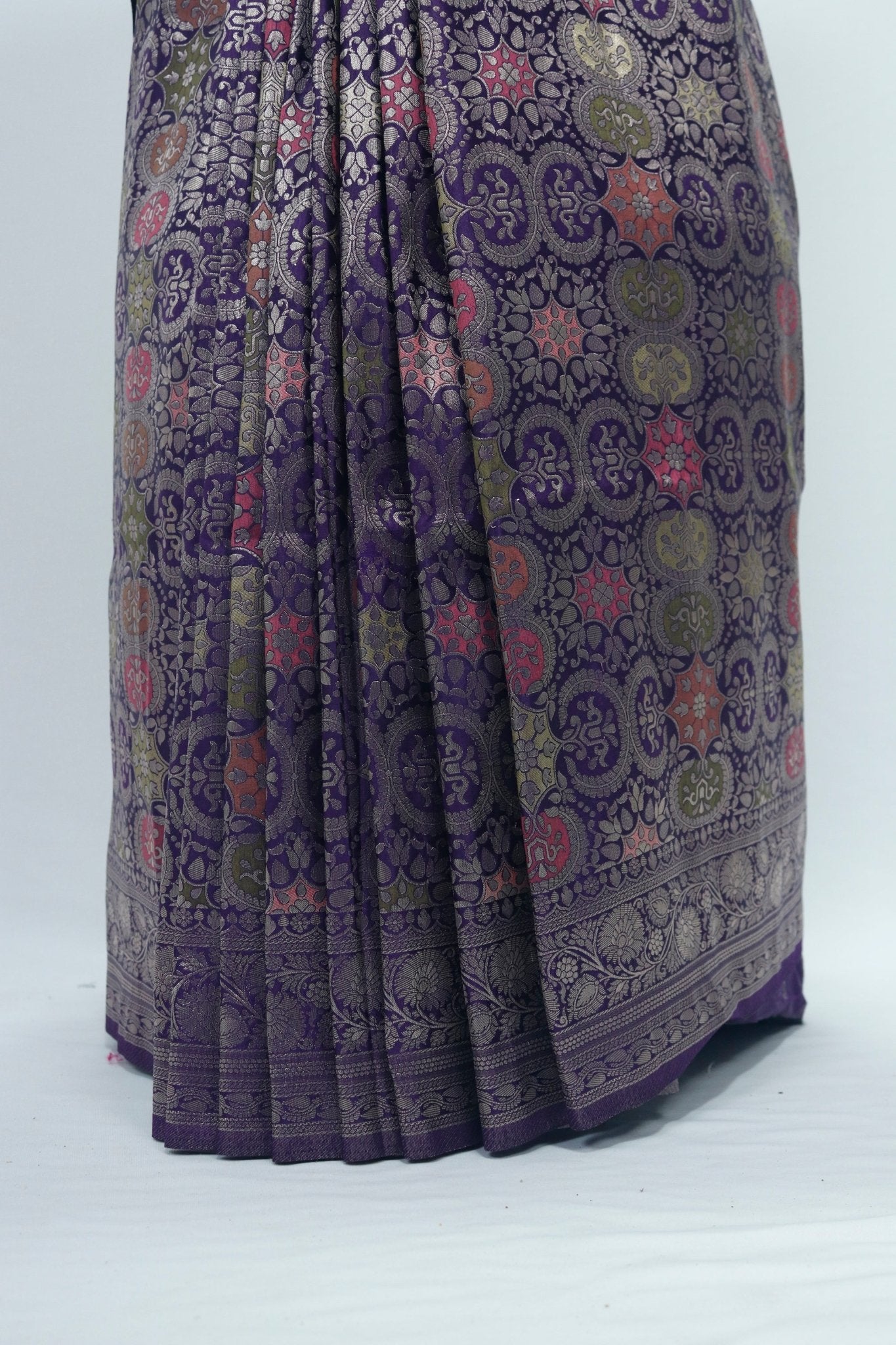 Purple Banarasi Silk Saree with Multicolor Zari Weaving and Ornate Rich Pallu - Mangaldeep NX