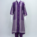 Purple Bandhani Print Straight Kurta Set Festive Ethnic Wear Kurti Set with Front Tassel Buttons - Mangaldeep NX