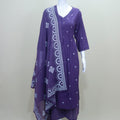 Purple Bandhej Print Cotton Kurta Set with Embroidered Dupatta - Mangaldeep NX