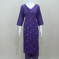 Purple Bandhej Print Cotton Kurta Set with Embroidered Dupatta - Mangaldeep NX