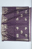 Purple Bangalori Silk Saree with Silver Zari Deer and Forest Weaving - Mangaldeep NX