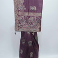 Purple Bangalori Silk Saree with Silver Zari Deer and Forest Weaving - Mangaldeep NX