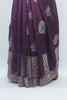 Purple Bangalori Silk Saree with Silver Zari Floral and Paisley Weaving - Mangaldeep NX