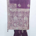 Purple Bangalori Silk Saree with Silver Zari Floral and Paisley Weaving - Mangaldeep NX