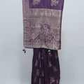 Purple Bangalori Silk Saree with Zari Woven Pallu and Traditional Peacock - Elephant Motifs - Mangaldeep NX