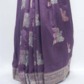 Purple Bangalori Silk Saree with Zari Woven Pallu and Traditional Peacock - Elephant Motifs - Mangaldeep NX