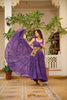 Purple Cotton Gown with Multicolor Embroidered Belt - Mangaldeep NX