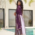 Purple Embroidered Anarkali Suit with Dupatta For Festival - Mangaldeep NX