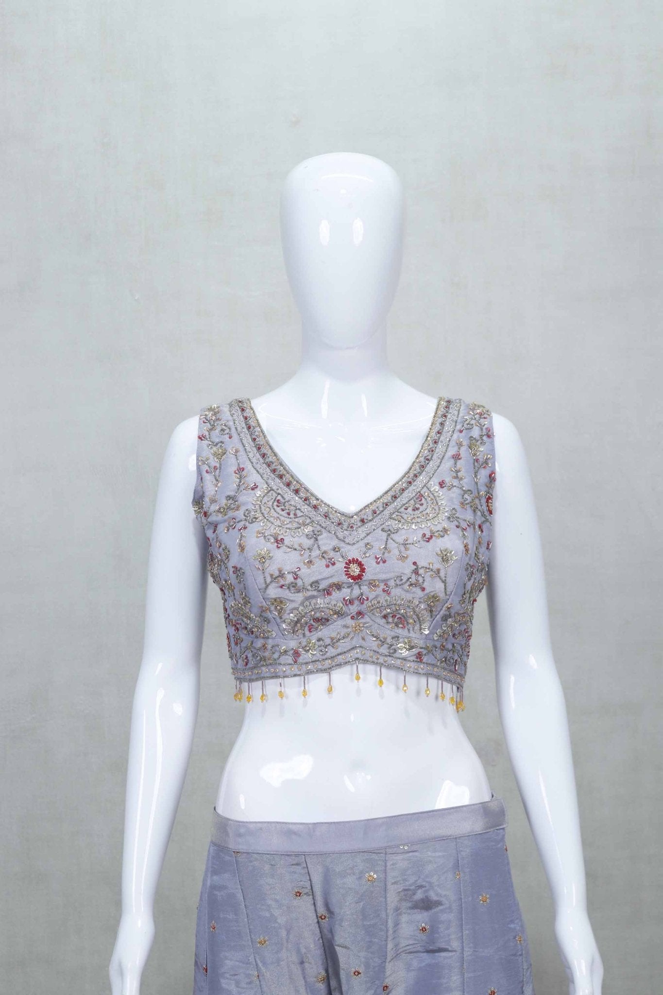 Purple Embroidered Lehenga Choli Set with Designer Dupatta and Tassel Detailing - Mangaldeep NX