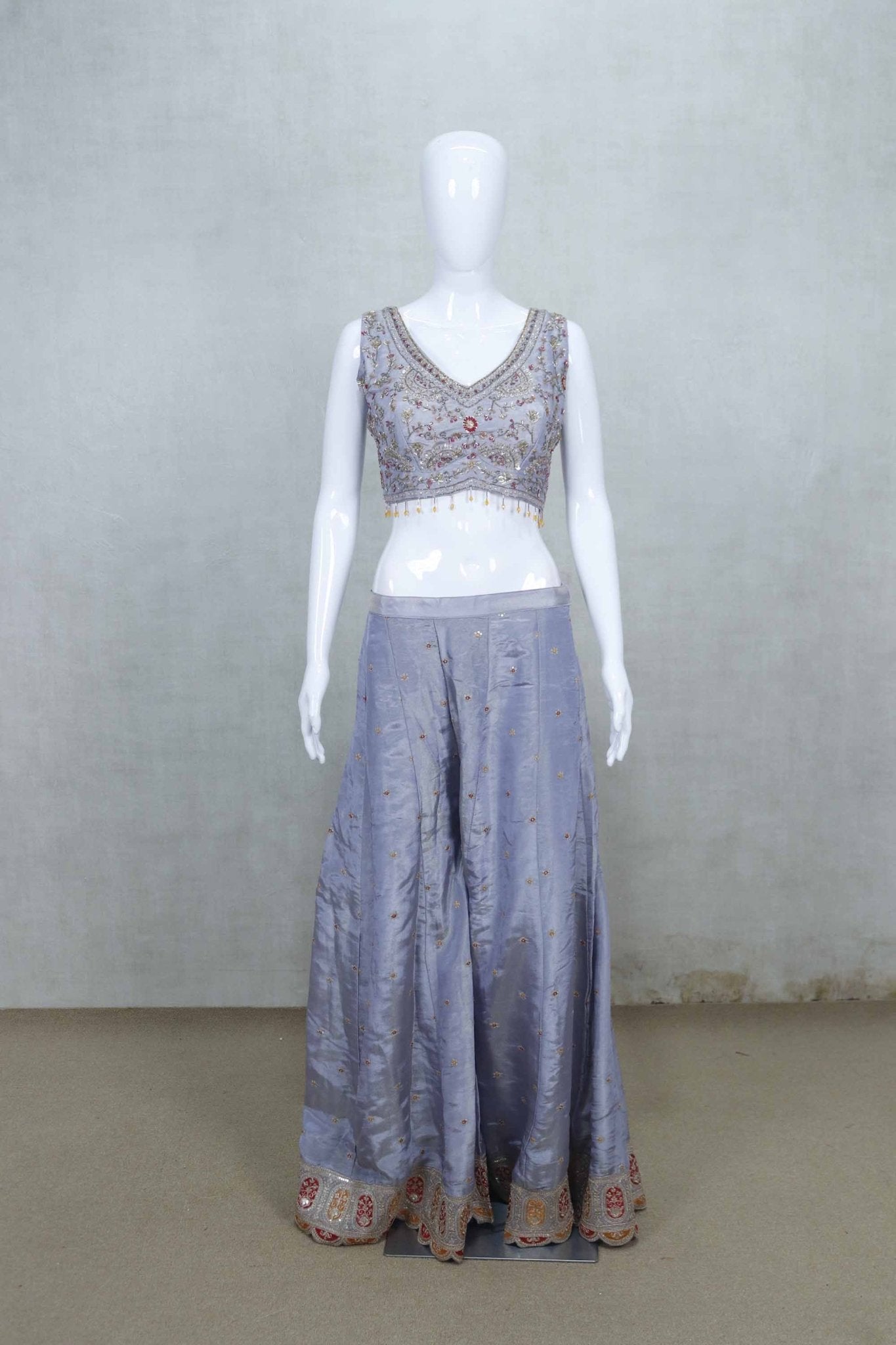 Purple Embroidered Lehenga Choli Set with Designer Dupatta and Tassel Detailing - Mangaldeep NX