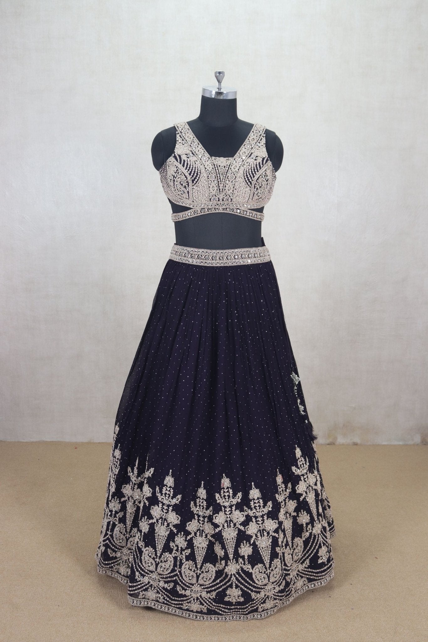Purple Embroidered Wedding Lehenga Choli with Dupatta - Mangaldeep NX