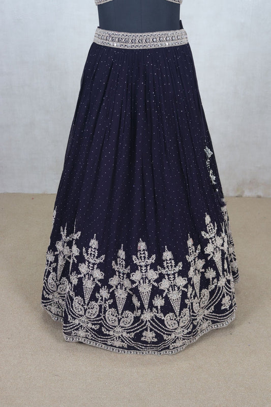 Purple Embroidered Wedding Lehenga Choli with Dupatta - Mangaldeep NX