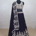 Purple Embroidered Wedding Lehenga Choli with Dupatta - Mangaldeep NX