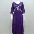 Purple Floral Embroidered Georgette Kurta Set with Sharara and Dupatta Festive Wear Ethnic Suit - Mangaldeep NX