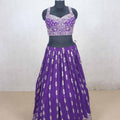 Purple Georgette Embroidered Wedding Lehenga Choli - Mangaldeep NX