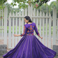 Purple Mirror Work Embroidered Lehenga Choli Set with Multicolor Threadwork Jacket - Mangaldeep NX